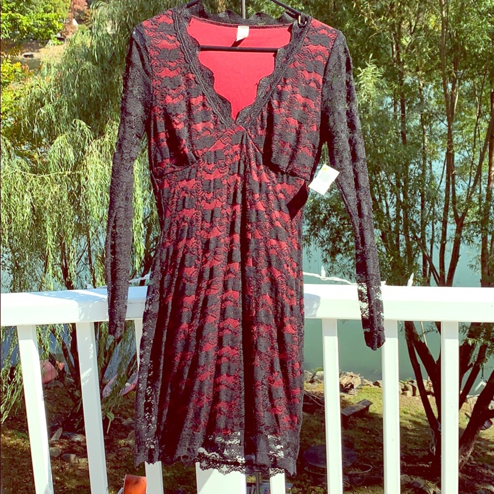 Red black lace dress brand new